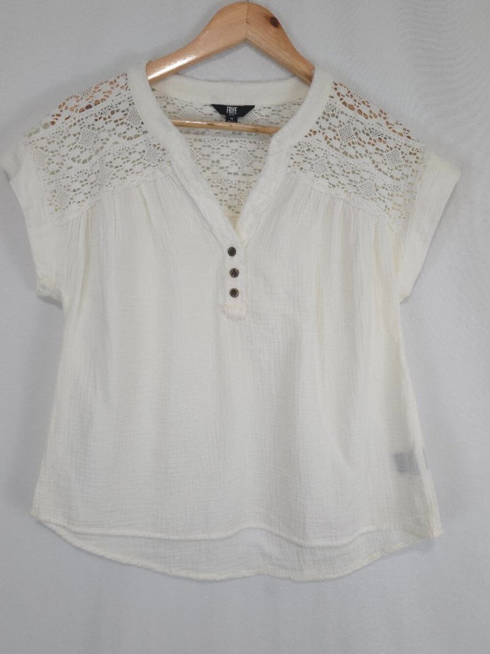 Frye Women's Ivory Gauze Cotton Top